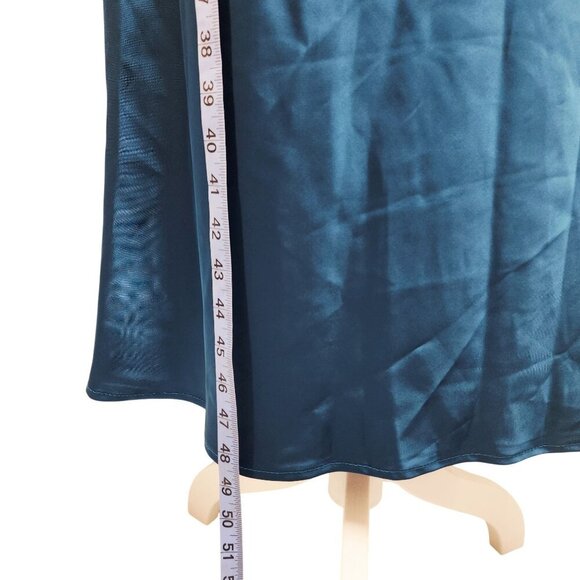 Womens Vubiya Satin Blue Maxi Dress Size M Ruffle Sleeves & Cutout Detail New - Picture 7 of 11